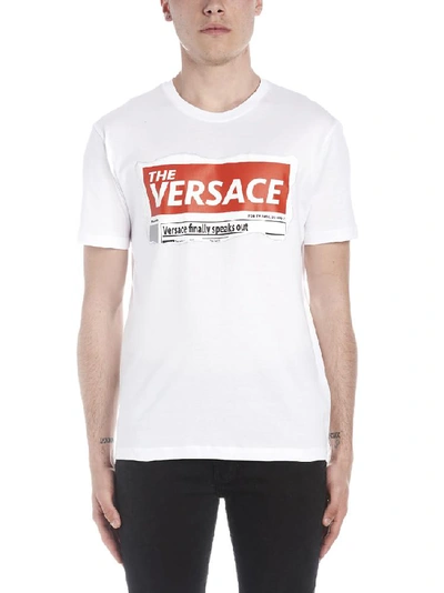 Shop Versace Logo T-shirt In White