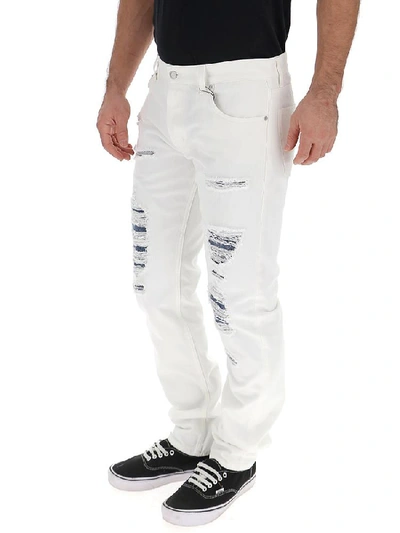 Shop Alexander Mcqueen Distressed Slim Jeans In White