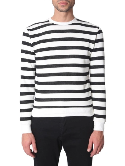 Shop Saint Laurent Striped Jumper In White