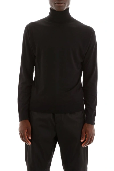 Shop Prada Turtleneck Knitted Pullover In Black