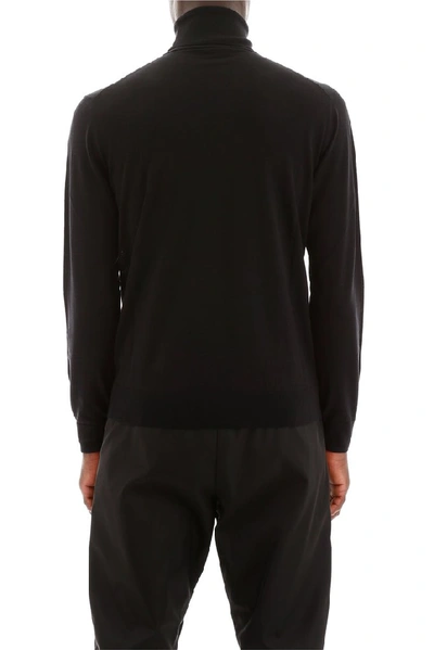 Shop Prada Turtleneck Knitted Pullover In Black