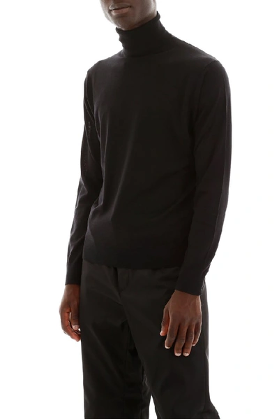 Shop Prada Turtleneck Knitted Pullover In Black