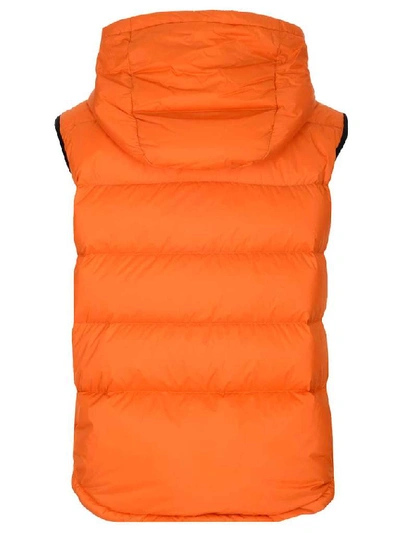Shop Burberry Hooded Puffer Vest In Orange