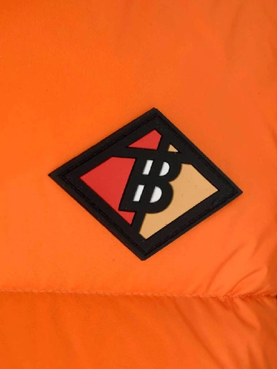 Shop Burberry Hooded Puffer Vest In Orange