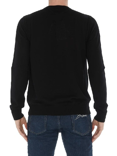 Shop Balmain Knitted Logo Crewneck Pullover In Black