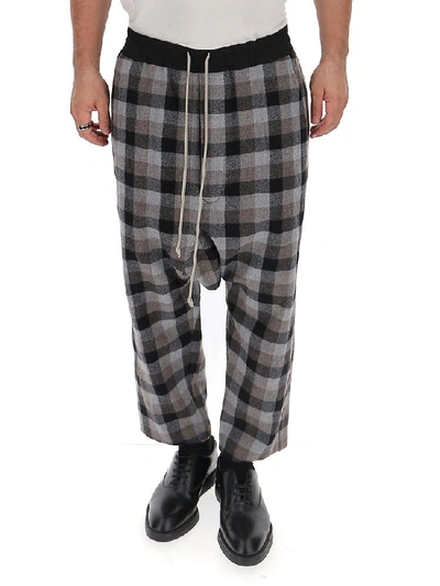 Shop Rick Owens Checkered Drawstring Track Pants In Multi