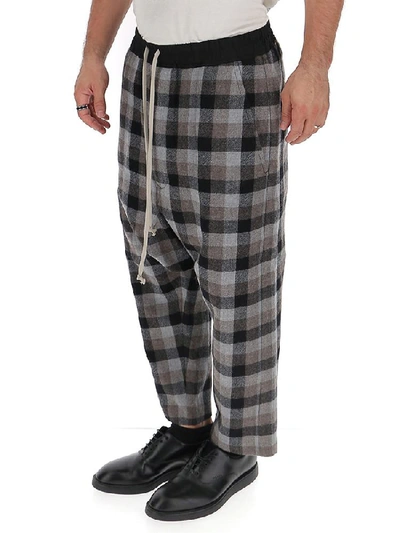 Shop Rick Owens Checkered Drawstring Track Pants In Multi