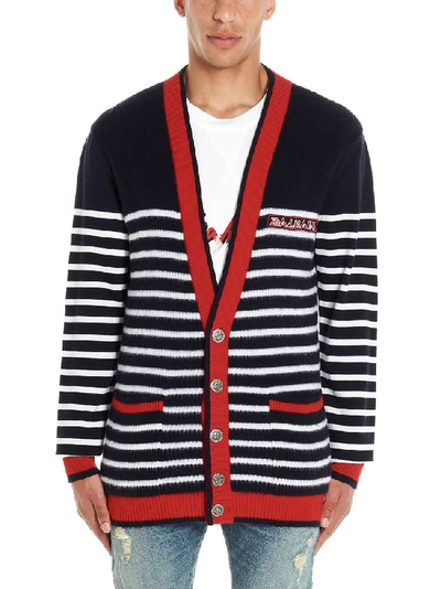 Shop Balmain Contrasting Stripe Cardigan In Multi