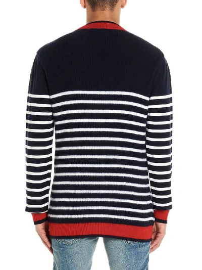 Shop Balmain Contrasting Stripe Cardigan In Multi