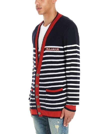 Shop Balmain Contrasting Stripe Cardigan In Multi