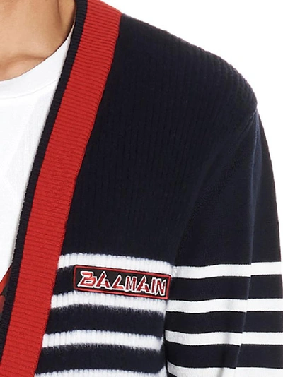 Shop Balmain Contrasting Stripe Cardigan In Multi