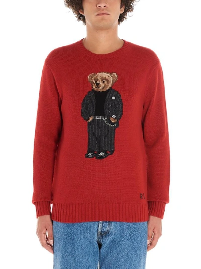 Shop Polo Ralph Lauren Teddy Jacquard Sweater In Red