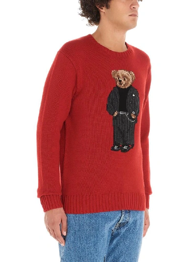 Shop Polo Ralph Lauren Teddy Jacquard Sweater In Red