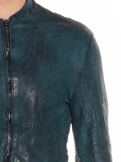 Shop Salvatore Santoro Raw Hem Bomber Jacket In Blue