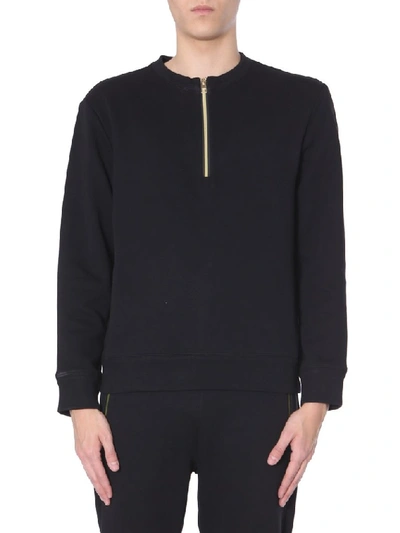 Shop Versace Collection Zip Detail Sweatshirt In Black