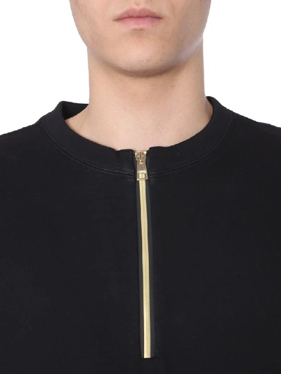 Shop Versace Collection Zip Detail Sweatshirt In Black