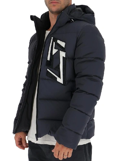 Shop Fendi Ff Appliqué Padded Hood Jacket In Black