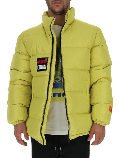 Shop Heron Preston Logo Patch Down Coats In Yellow