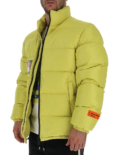 Shop Heron Preston Logo Patch Down Coats In Yellow