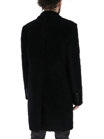 Shop Saint Laurent Double Breasted Coat In Black