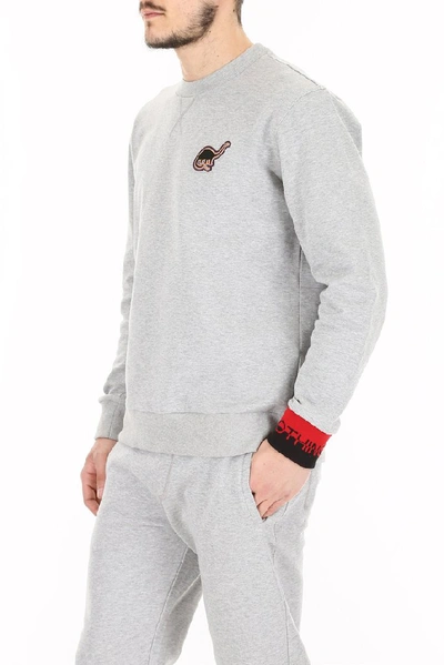 Shop Lanvin Enter Nothing Patch Cotton Jersey Sweatshirt In Grey