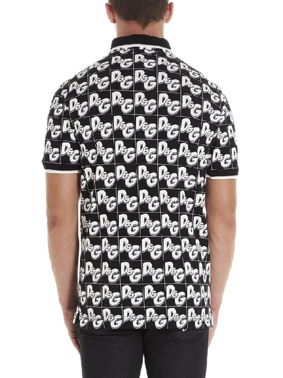Shop Dolce & Gabbana All Over Logo Print Polo Shirt In Multi