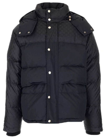 Shop Gucci Gg Padded Hooded Jacket In Black