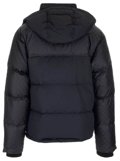 Shop Gucci Gg Padded Hooded Jacket In Black