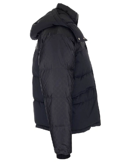 Shop Gucci Gg Padded Hooded Jacket In Black