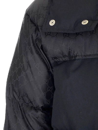 Shop Gucci Gg Padded Hooded Jacket In Black