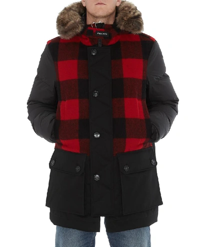 Shop Woolrich Checked Fur Trimmed Parka In Multi