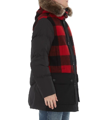 Shop Woolrich Checked Fur Trimmed Parka In Multi