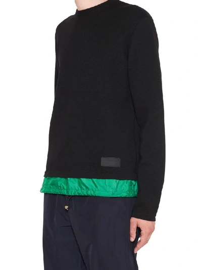 Shop Prada Contrast Hem Sweatshirt In Black