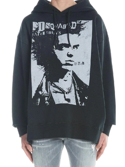 Shop Dsquared2 Caten Twins Printed Hoodie In Black