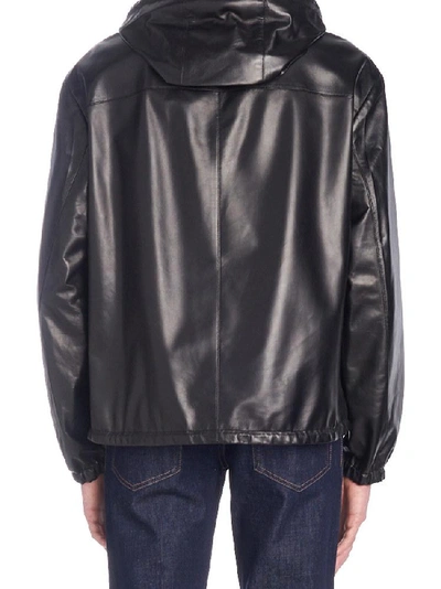 Shop Prada Leather Reversible Jacket In Black