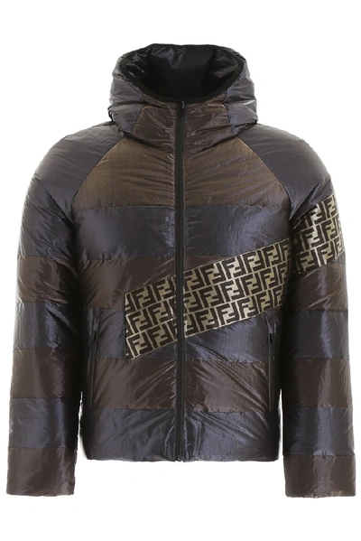 Shop Fendi Ff Logo Reversible Puffer Jacket In Multi