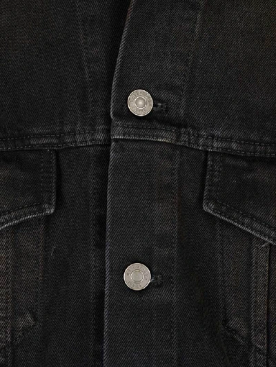 Shop Balenciaga Logo Back Denim Jacket In Black