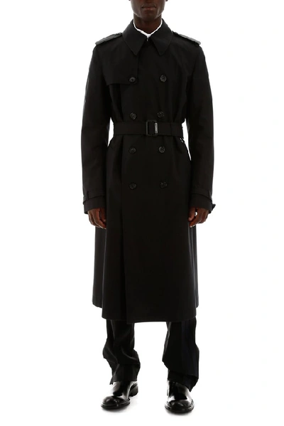 Shop Alexander Mcqueen Double Breasted Trench Coat In Black