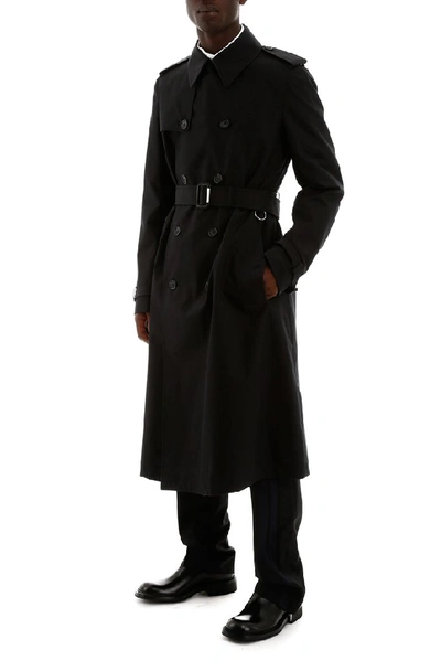 Shop Alexander Mcqueen Double Breasted Trench Coat In Black