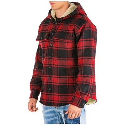 Shop Dsquared2 Checkered Hooded Jacket In Red
