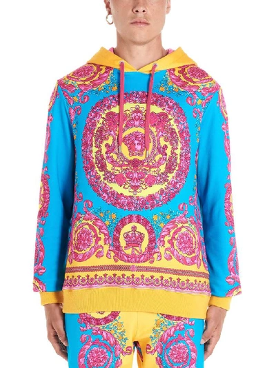 Shop Versace Medusa Head Print Hoodie In Multi