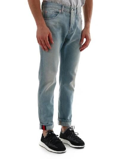 Shop Gucci Tapered Denim Jeans In Blue