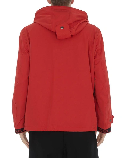 Shop Burberry Hooded Logo Detail Jacket In Red