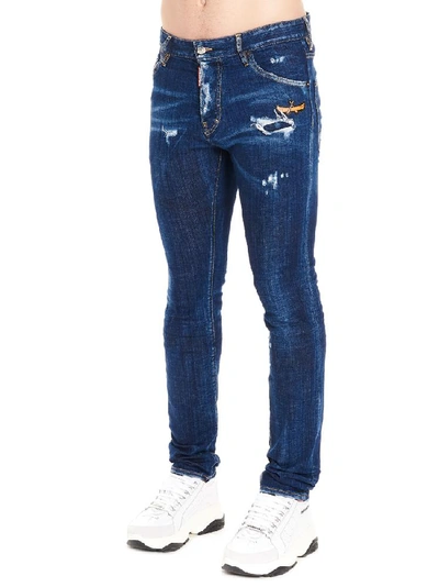 Shop Dsquared2 Distressed Jeans In Blue