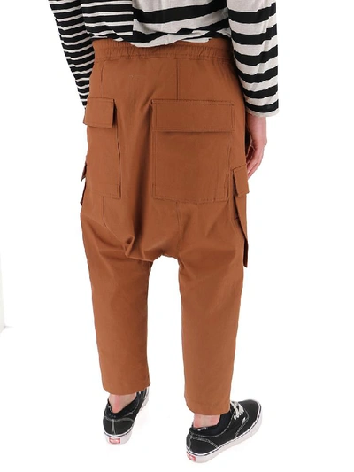 Shop Rick Owens Drawstring Cropped Cargo Pants In Brown