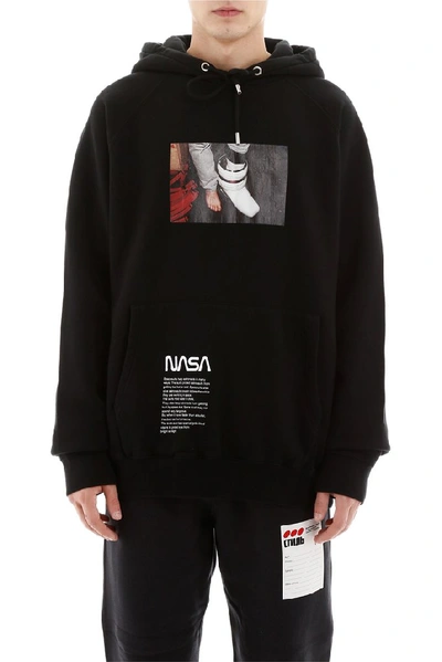 Shop Heron Preston Nasa Graphic Print Hoodie In Black