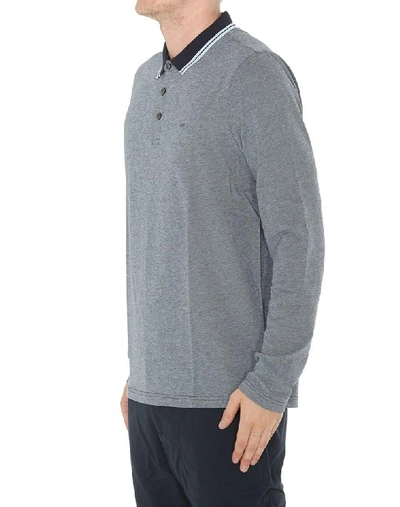 Shop Michael Michael Kors Long Sleeved Polo Shirt In Blue