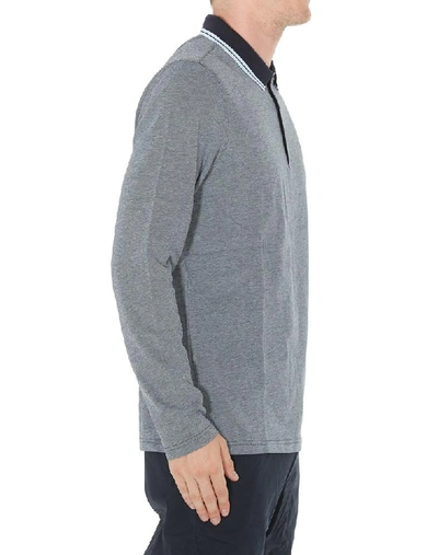 Shop Michael Michael Kors Long Sleeved Polo Shirt In Blue
