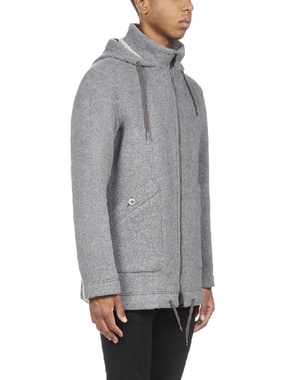 Shop Herno Hooded Zip In Grey