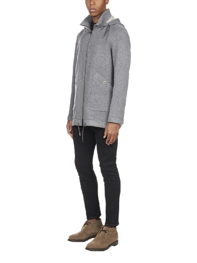 Shop Herno Hooded Zip In Grey